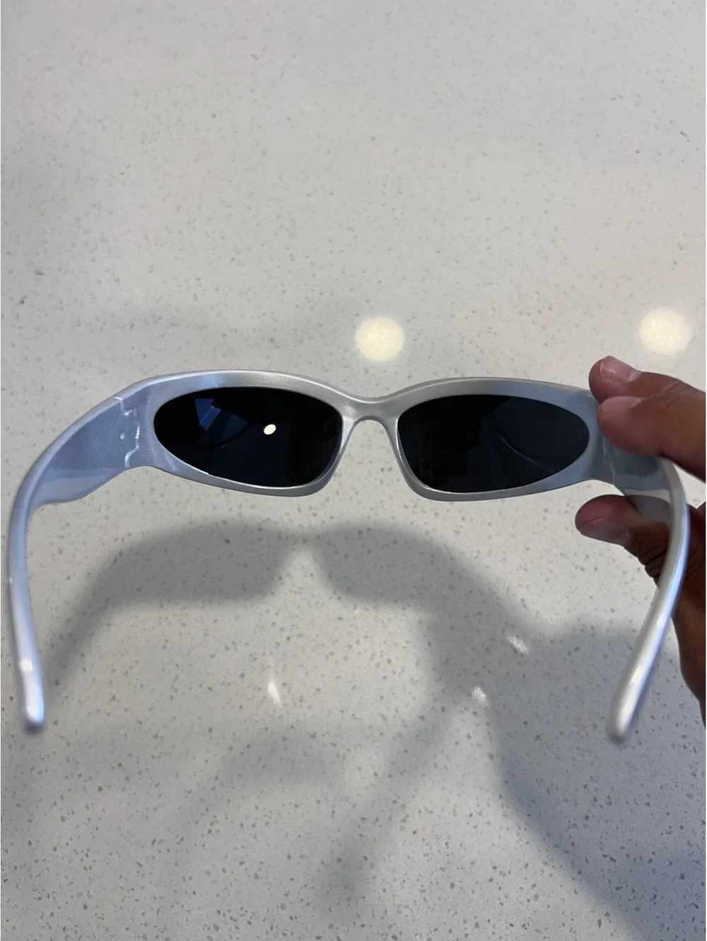 silver Wrap Sunglasses with Dark Lenses